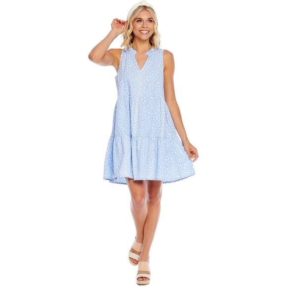 Mud Pie Dresses & Skirts - Mud Pie Printed Sleeveless Tiered Dress Size S Small Blue